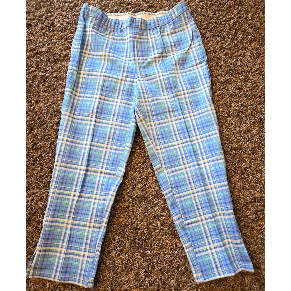 Isaac Mizrahi Live Stretch Pull-On Capri Pants Multi Plaid Womens Size 4P Petite